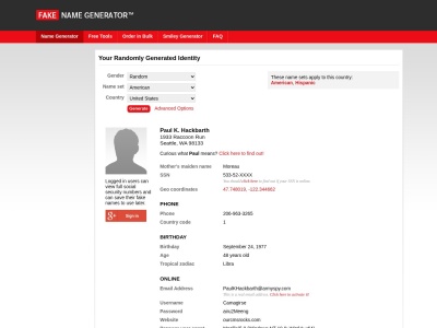 Fake Name Generator